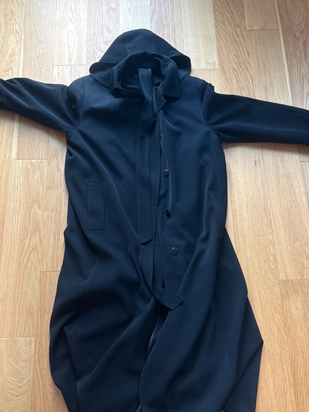 Gallery Black Hooded Trench Coat